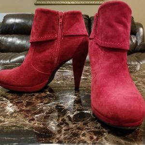 X-appeal Red Suede Booties Size:  7